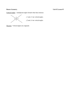 Honors Geometry Unit #2 Lesson #5 Vertical Angles – nonadjacent
