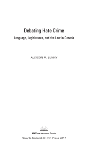 Debating Hate Crime: Language, Legislatures, and the Law in Canada