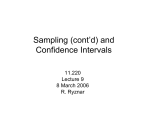 Sampling (cont`d) and Confidence Intervals