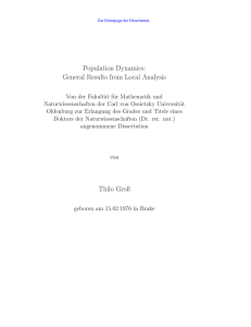 Population Dynamics: General Results from Local Analysis Thilo Groß