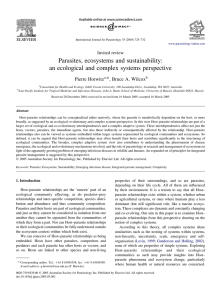 Parasites, ecosystems and sustainability: an ecological and complex