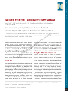 Tools and Techniques - Statistics: descriptive