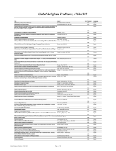 Global Religious Traditions, 1760-1922