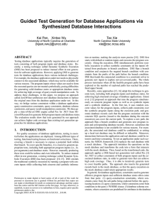 Guided Test Generation for Database Applications via Synthesized