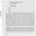 Critical theory and its future