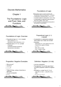 Discrete Mathematics Chapter 1 The Foundations: Logic and Proof
