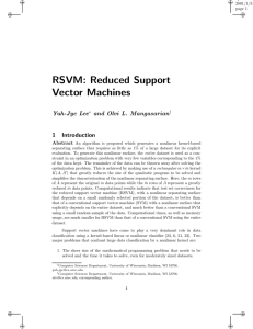 RSVM: Reduced Support Vector Machines