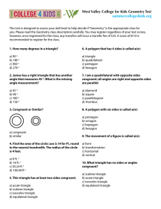 College for Kids Geometry Test - West Valley Summer College for Kids