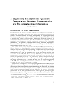 1 Engineering Entanglement: Quantum Computation, Quantum