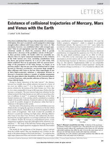 Existence of collisional trajectories of Mercury, Mars and Venus with