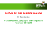 Lecture 15: The Lambda Calculus