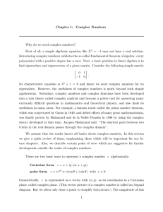 Chapter 1: Complex Numbers Why do we need complex numbers