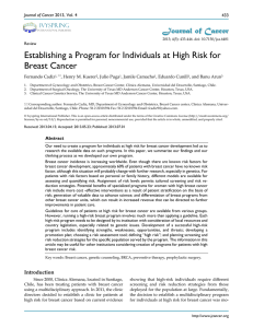 Establishing a Program for Individuals at High Risk for Breast Cancer
