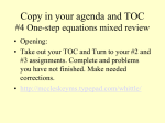 One Step Equations review