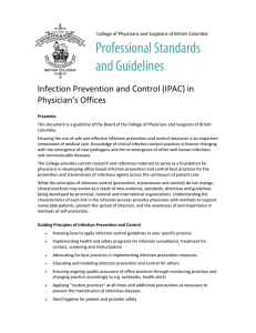 Infection Prevention and Control (IPAC) in Physician`s Offices