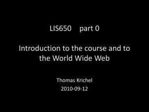 Introduction to the course and to the world wide web