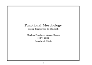 Functional Morphology