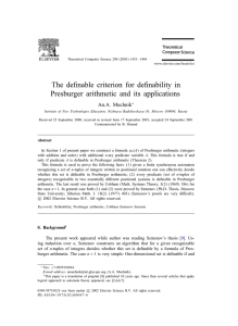 The definable criterion for definability in Presburger arithmetic and