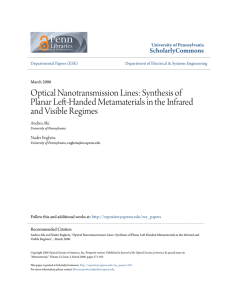 Optical Nanotransmission Lines: Synthesis of Planar Left