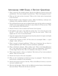 Astronomy 1020 Exam 1 Review Questions