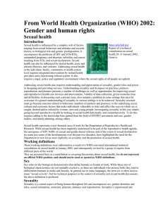 From WHO 2002: Gender and human rights Sexual health Introduction