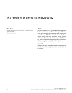 The Problem of Biological Individuality