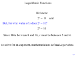 Logarithms and Exponential Functions PowerPoint
