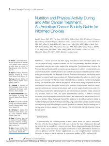 Nutrition and Physical Activity During and After Cancer Treatment
