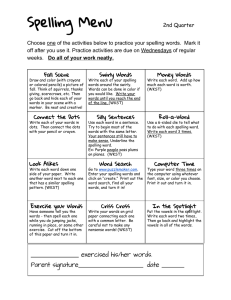 Spelling Menu - Sheldon Christian School