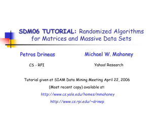 Randomized algorithms for matrices and massive datasets