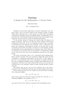 Topology A chapter for the Mathematics++ Lecture Notes