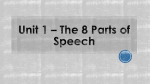 Unit 1 * the 8 Parts of Speech
