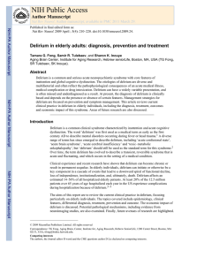 Delirium in elderly adults: diagnosis, prevention and treatment