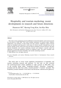 Hospitality and tourism marketing: recent developments in research