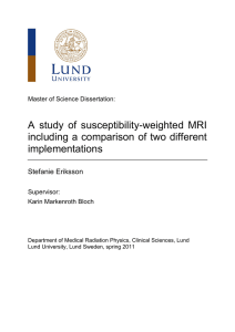 A study of susceptibility-weighted MRI including a comparison of two