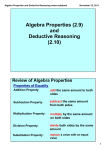 Algebra Properties and Deductive Reasoning notes.notebook