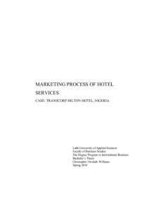 MARKETING PROCESS OF HOTEL SERVICES