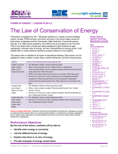 The Law of Conservation of Energy