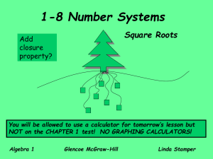 1-8B Square Roots and 1