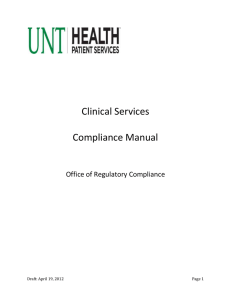 Clinical Services Compliance Manual Office of Regulatory