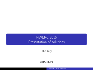 NWERC 2015 Presentation of solutions