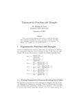 Trigonometric Functions and Triangles