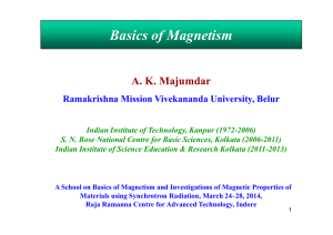 Basics of Magnetism - Raja Ramanna Centre for Advanced