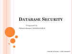 Database Security - University of Scranton: Computing Sciences Dept.