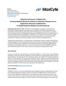 MaxCyte Announces a CRADA with US Army Medical Research