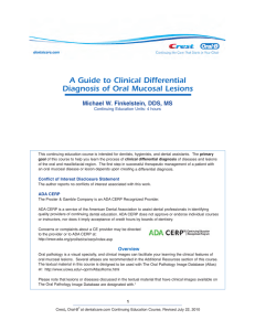 A Guide to Clinical Differential Diagnosis of Oral Mucosal Lesions