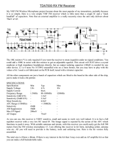 TDA7000 RX FM Receiver