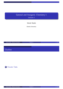 General and Inorganic Chemistry I.