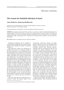 Review articles The reasons for helminth infections in hosts1
