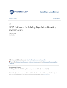 DNA Evidence: Probability, Population Genetics, and the Courts